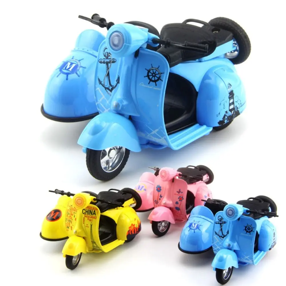 Modèle de moto à trois roues rétractable, son et lumière, alliage électrique, jouet de Collection de voitures, Mini modèle de voiture Miniature