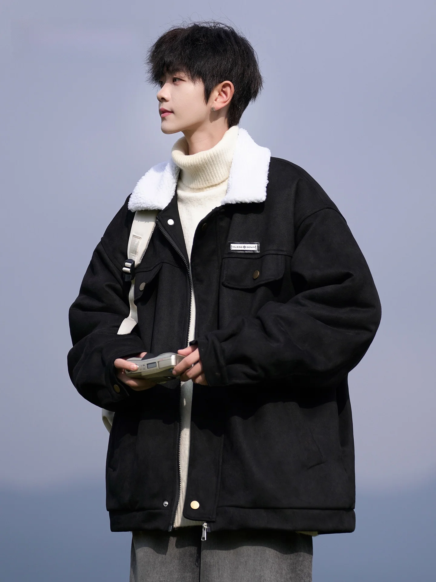 

Мужская рабочая куртка из овечьего вельвета, утепленная, свободного кроя, повседневная, хлопковая, с карманами, молодежная, модная, осенне-зимняя верхняя одежда