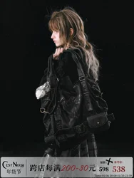 CestNous Heavy Made Vintage Cross Patch Retro PU Leather Motorcycle Punk Rock Hand Bag Shoulder Bag All Match