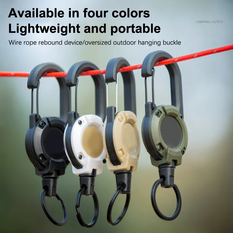 .Anti-theft Metal Easy-to-pull Buckle Rope Elastic Keychain Sporty Retractable Key Ring Outdoor Carabiner Hook Backpack Buckle