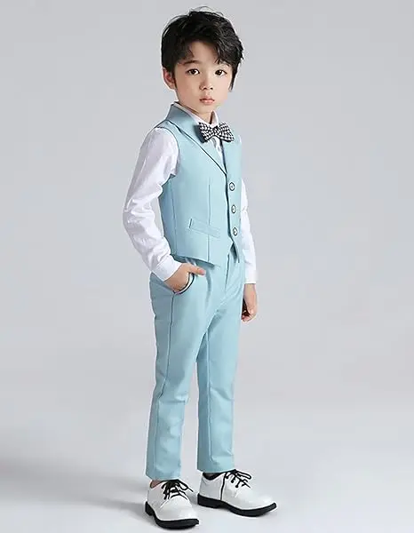 Children's Summer Korean Style Vest Set Boys Flower Boy Host Piano Performance Costume Kids Birthday Photography Costume