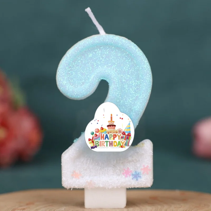 Happy Birthday Cake Topper Decorated Digital Colorful Candle Children's Delicate 0-9 Number Candle Party Decor Gift Boy Girl