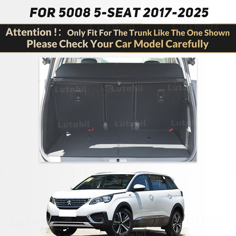 For Peugeot 5008 5-Seat 2017-2025 24 23 22 21 20 19 18 3D Car Trunk Mat Cargo Liner Carpet Interior Accessories Cover