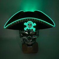 LED Pirate Hat Pirate Theme Holiday Cosplay Pirate Costume Decorations Glowing Captain Hat Colonial Tricorn Hat Woman Skull Hat