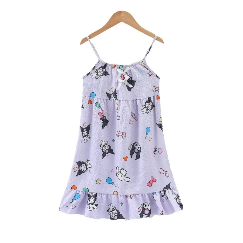 

Kuromis Girls' Pajamas Summer Children's Nightdress Princess Style Slip Dress Girls Thin Crinkle Baby Home Wear Blanket Sleepers