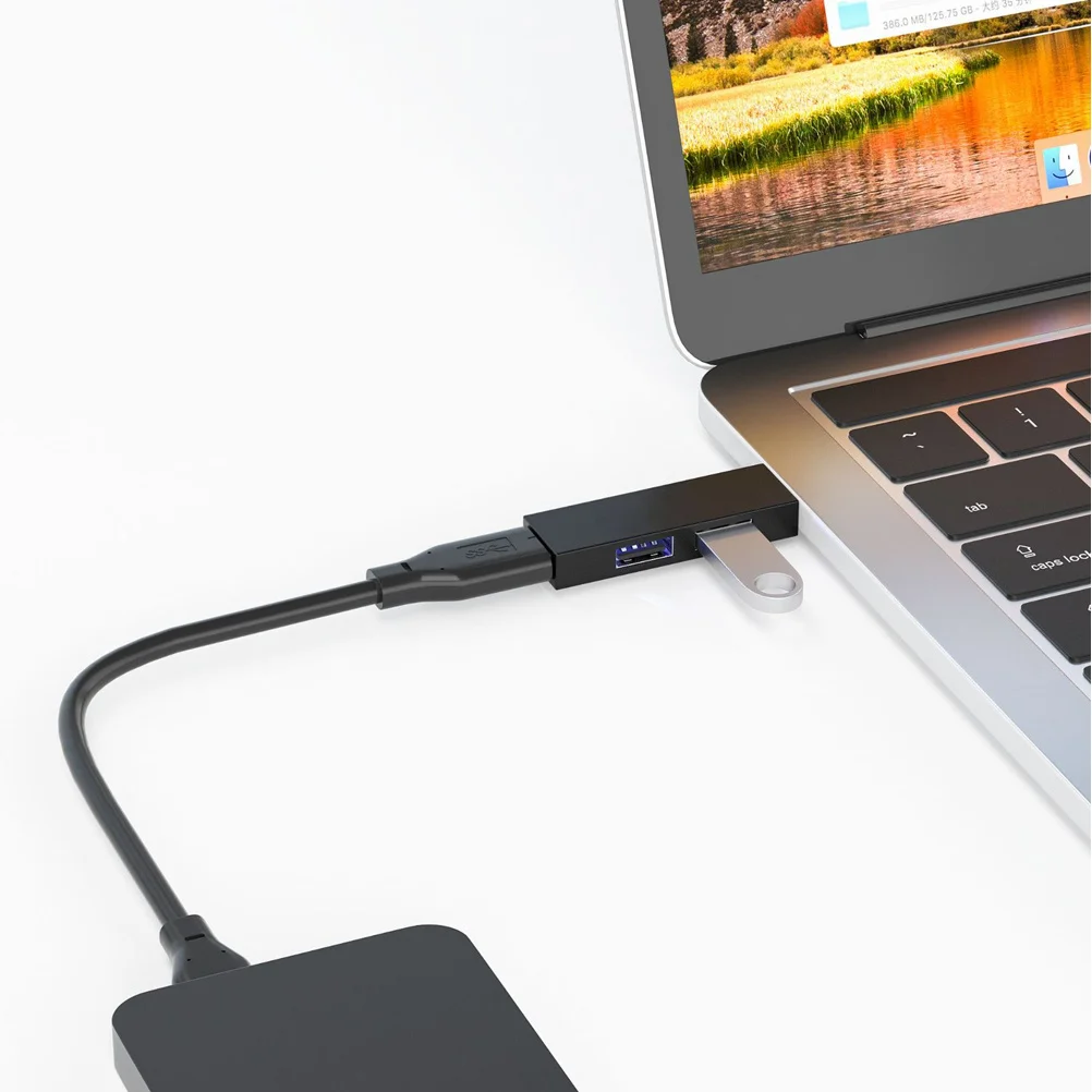 

USB Hub 3-Port Data Expansion Transfer Adapter Portable Low Power Consumption Compatible USB Hub for Laptop Keyboard Mouse