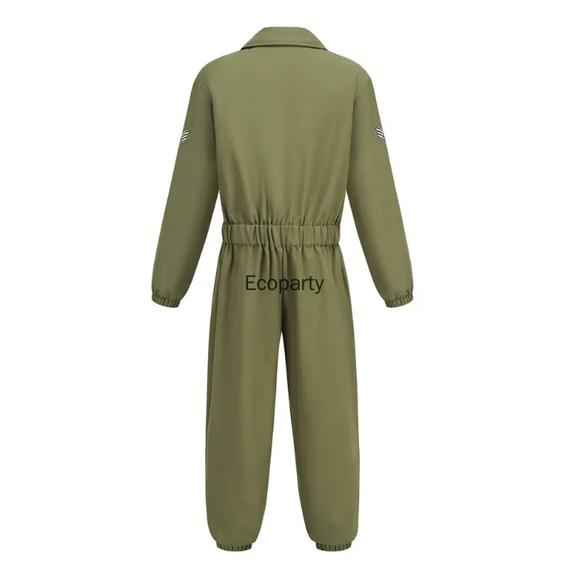 أطفال القوات الخاصة سلاح الجو ازياء بنين بنات الطيار تأثيري موحدة البدلة بذلة مع قبعة الأطفال هالوين بوريم فستان #4