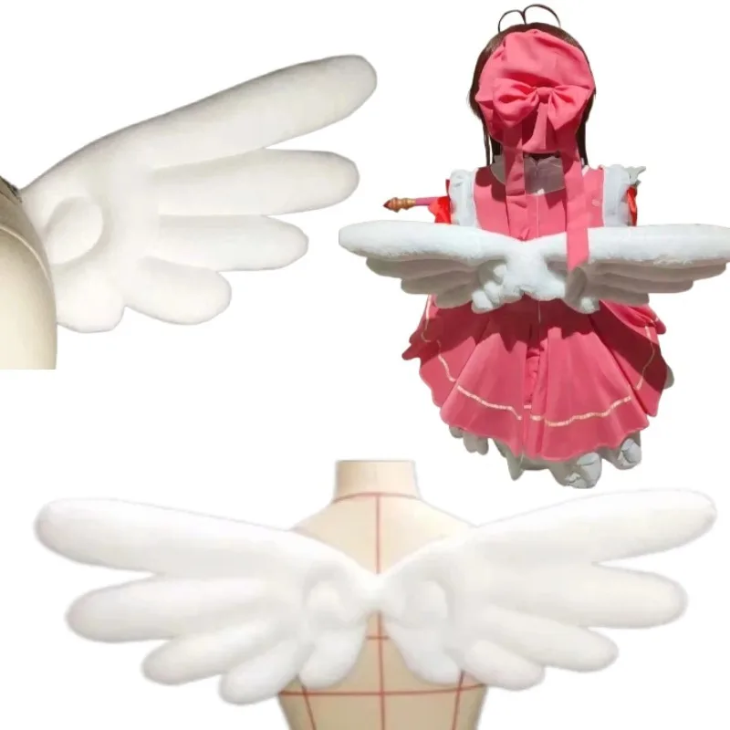

KINOMOTO SAKURA White 66cm Wings Anime Cosplay Prop Handmade High Quality Cute Wing Halloween Party Roleplay Costume Accessories