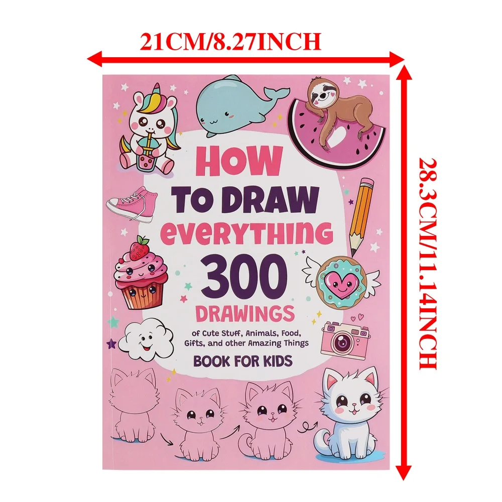كتاب تلوين - كيفية رسم كل شيء: 300 رسومات أشياء لطيفة، كتب رسومات بسيطة بخطوة، مستلزمات فنية للأطفال #6