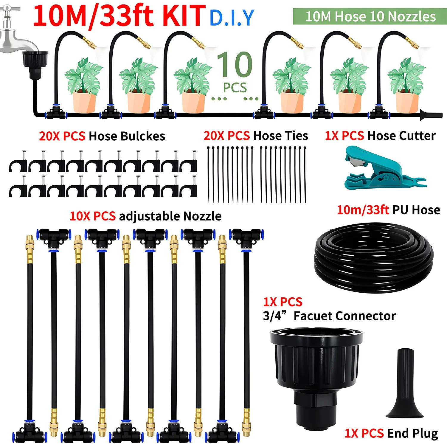 DIY Gratis Buigen Universele Spray Kit Voor Kas Tuin Bloemen Plant Watering Irrigatie Patio Verneveling Koelsysteem - afbeelding 1