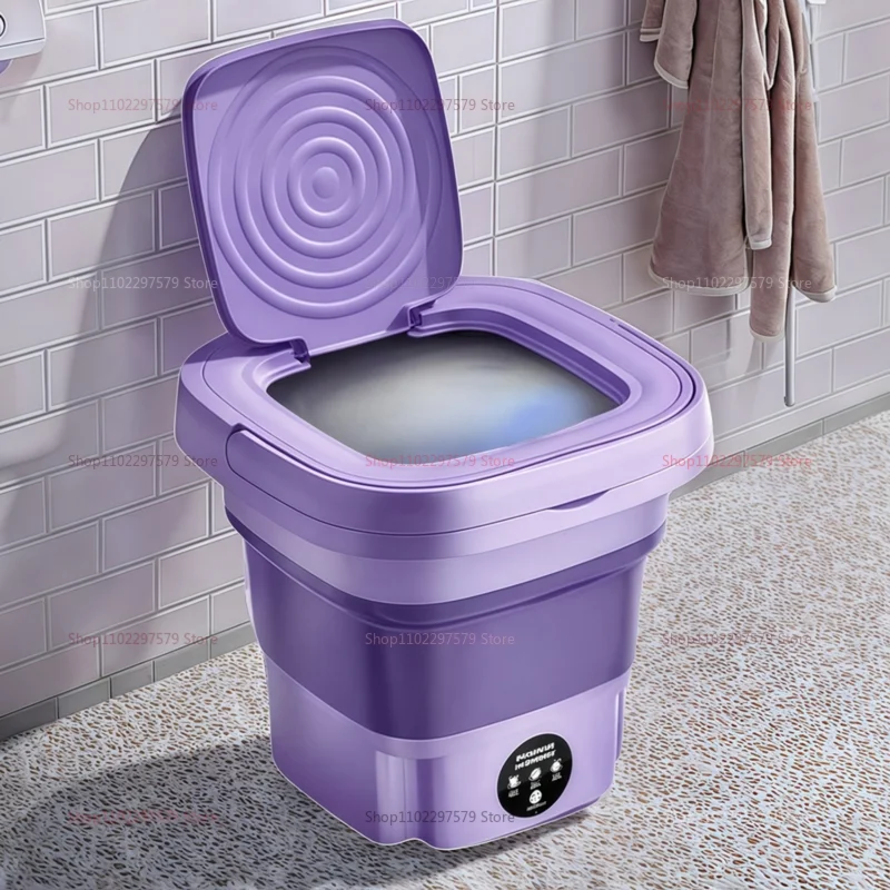 دلو غسالة محمول قابل للطي سعة 8 لتر للملابس والجوارب والملابس الداخلية وتنظيف الأجهزة المنزلية وغسالة السفر المحمولة
