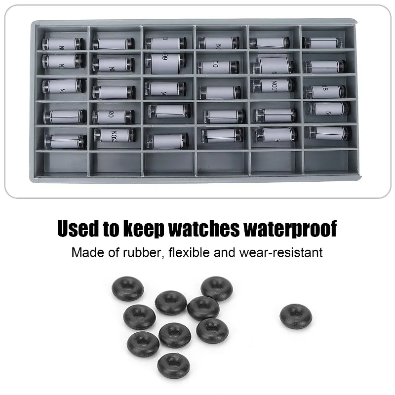 Watch repair tool, watch handle head waterproof ring rubber ring T-607 0.35-1 head waterproof ring set