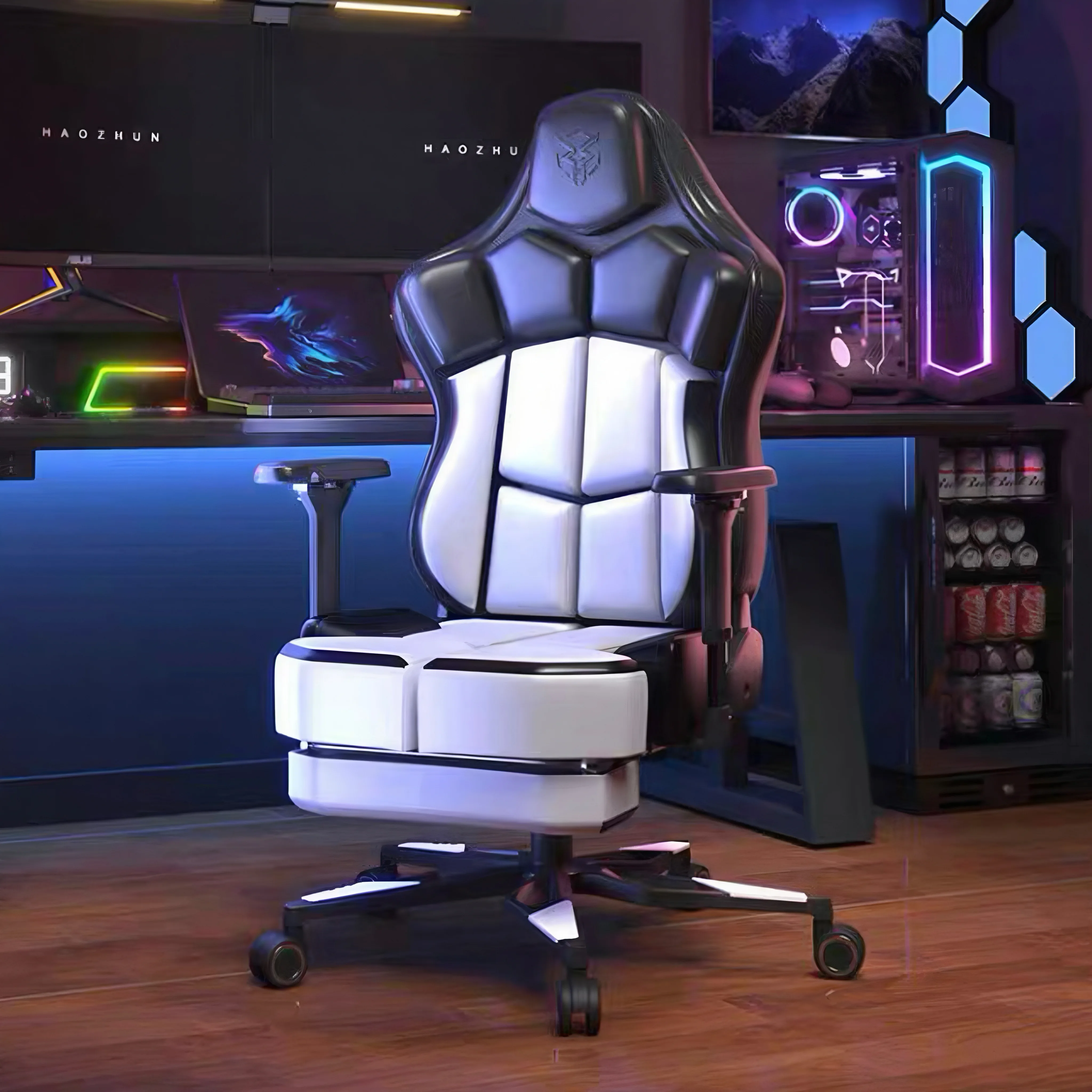 #Executive Size Durable Synthetic Leather Gaming Chair 360 Degree Swivel Reclining Function Steel Base 4-stage Gas Lift for