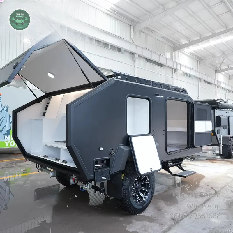 Compact Off-Road Travel Trailer With Independent Suspension And Waterproof Stainless Steel Kitchen For Camping Adventures