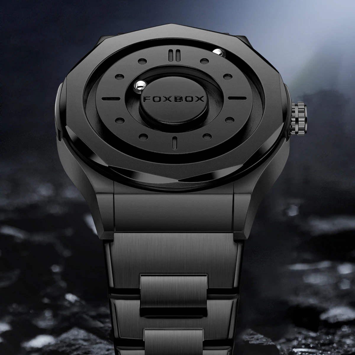 FOXBOX أفضل العلامات التجارية الفاخرة ساعات رجالي مؤشر التمرير الإبداعي قوة مغناطيسية كوارتز ساعة اليد ساعات رجالية montres hommes #5