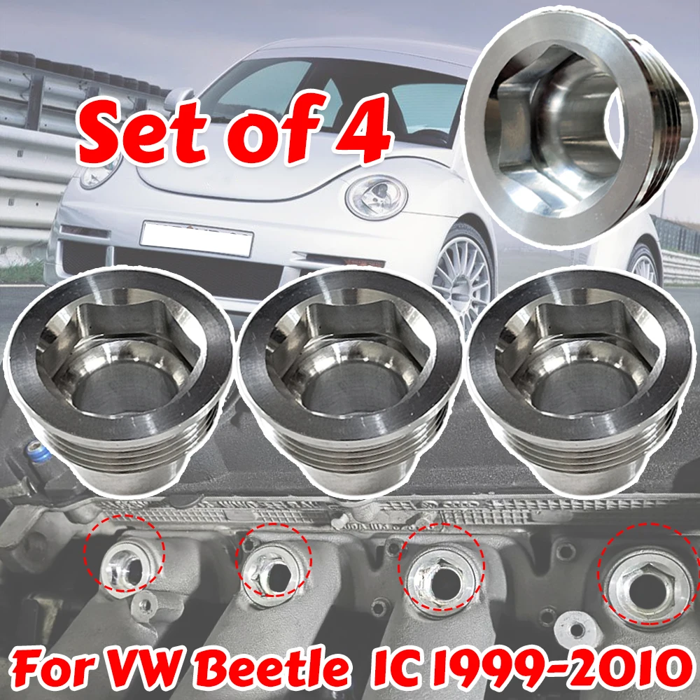 4X Fuel Injector Insert Set For VW Beetle 1C 1999 2000 2001-2010 New Upgrade Aluminum Cup Seat 06B133555D Car Replacement Parts