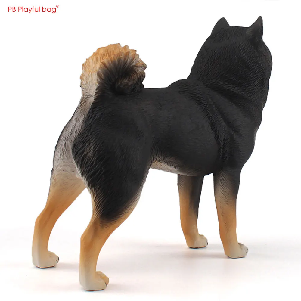 Black Shiba Inu Solid Static Action Figure Large Size Hunting Dog PVC Model Ornament Toy HG152