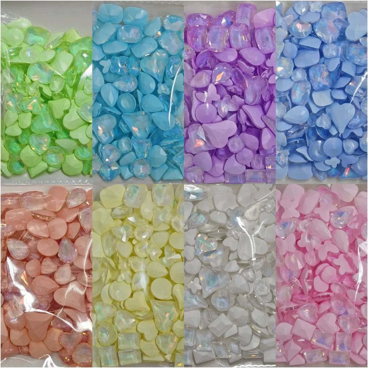 Neon Mocha Mix Size Nail Diamond Boutique Multi cut Crystal Pointed Bottom Nail Jewelry Super Sparkling Diamond Accessories