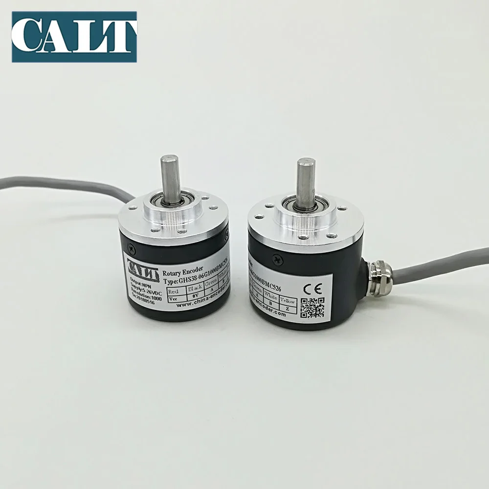 ตัวเข้ารหัสแบบโรตารี่แบบเพิ่ม GHS38-06G100BML5 ขนาด 38 มม. สายส่งออก 6 มม. แกนแข็ง 100ppr สำหรับมอเตอร์เซอร์โว
