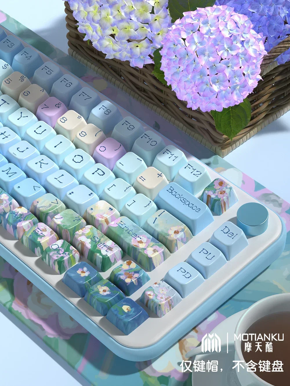 MoTianKu Little daisy Keycaps Mechanical Keyboard Keycap Set PBT Sublimation Cherry Height 158 Key  Original  Creative Art PC Ga