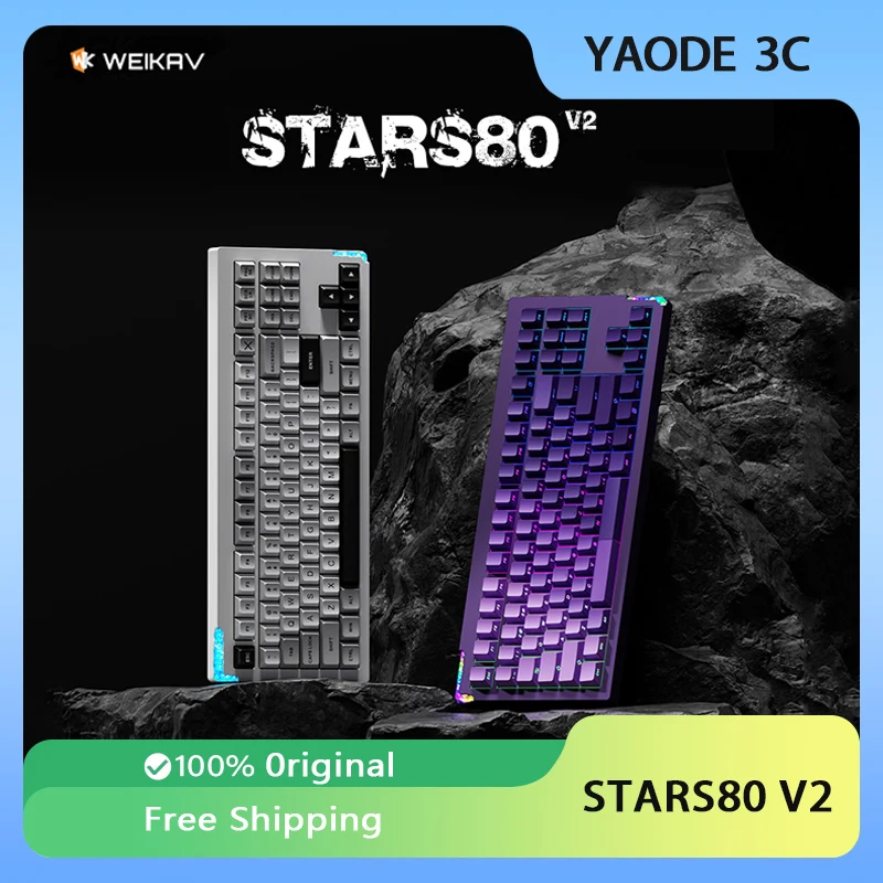 Weikav Stars80 V2 Mechanical Keyboard Kit Tri Mode Wireless Keyboard Aluminum Alloy RGB Custom QMK/VIA Gamer PC Accessories