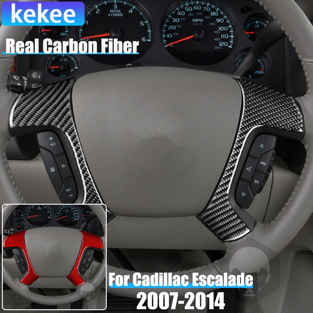 

Real Carbon Fiber Car Accessories Steering Wheel Panel Decorative Cover Soft Sticker For Cadillac Escalade EXT ESV 2007-2014