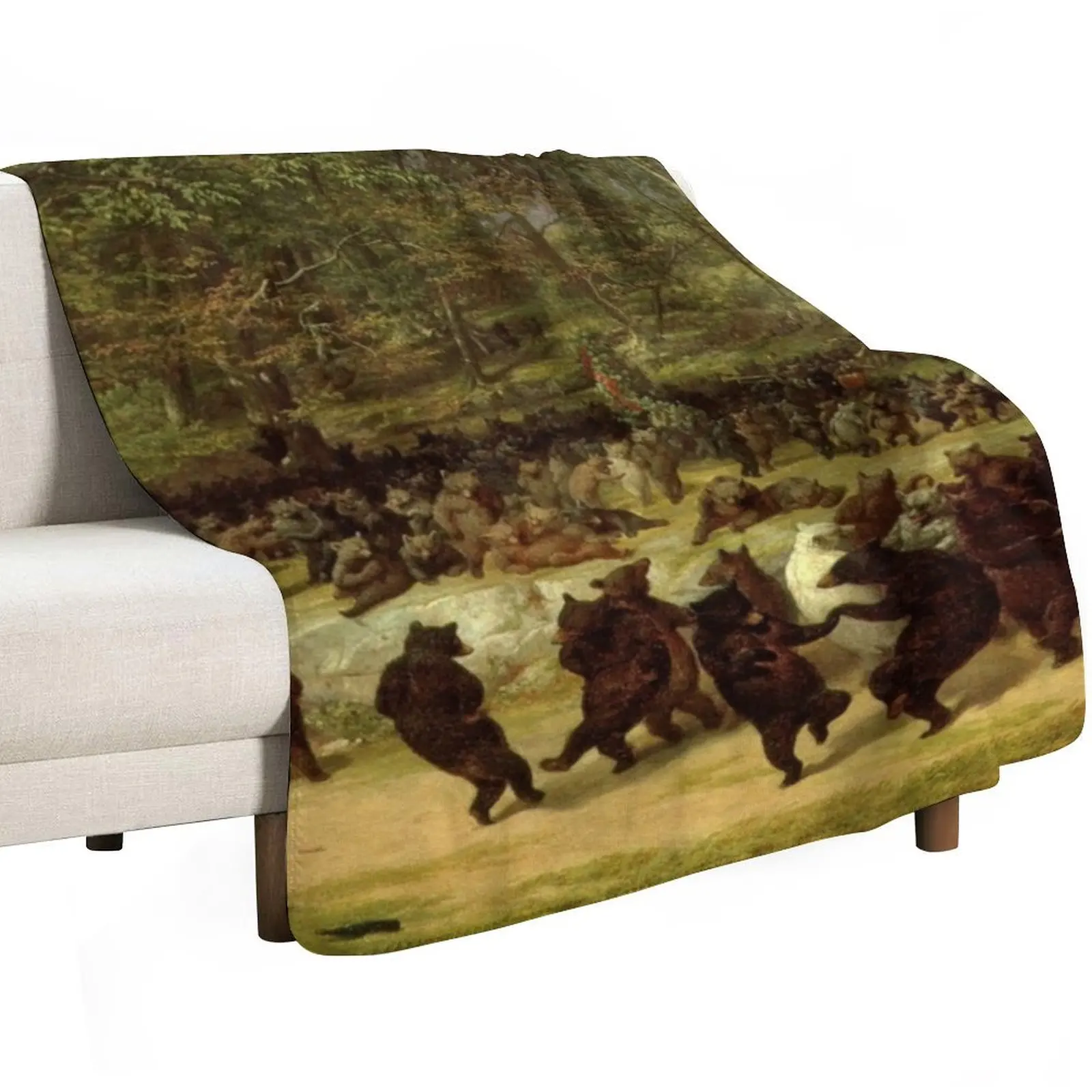 The Bear Dance Painting - William Holbrook Beard Throw Blanket Decorative Soft Throw Blanket for Couch Sofa