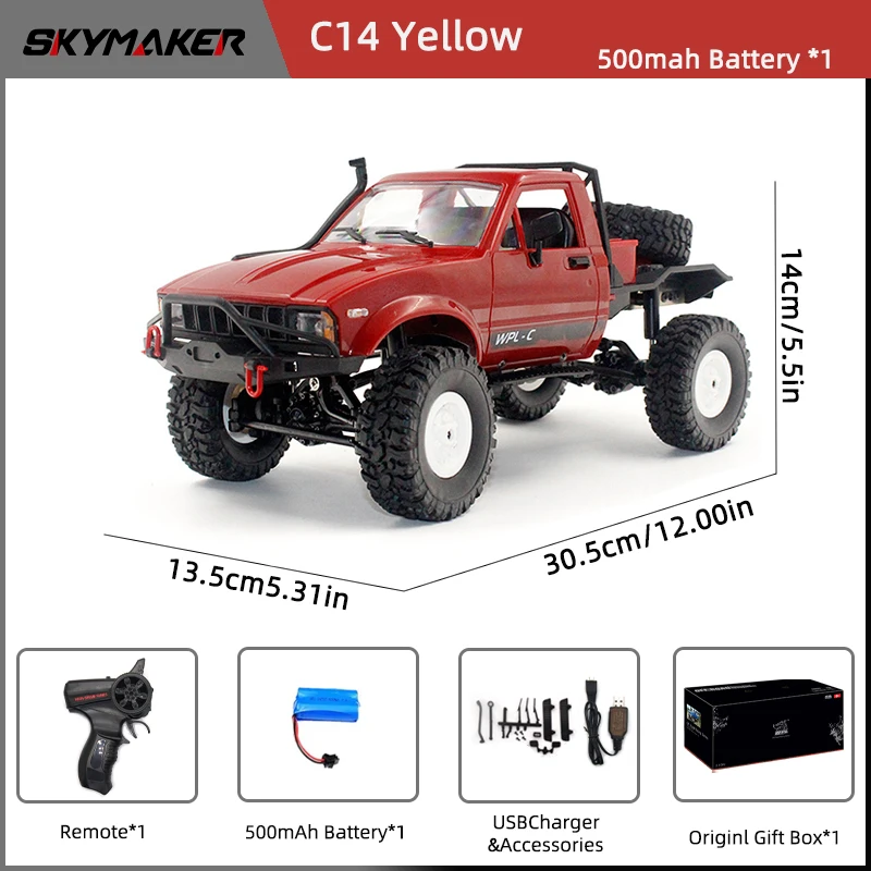 WPL C14 1:16 2.4G 2CH 4WD Mini Off-road RC Semi-truck with Metal