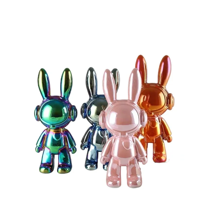 

32cm Electroplating Space Rabbit Toy Ornaments Living Room TV Wine Cabinet Cartoon Love Rabbit Doll Ornament Collection