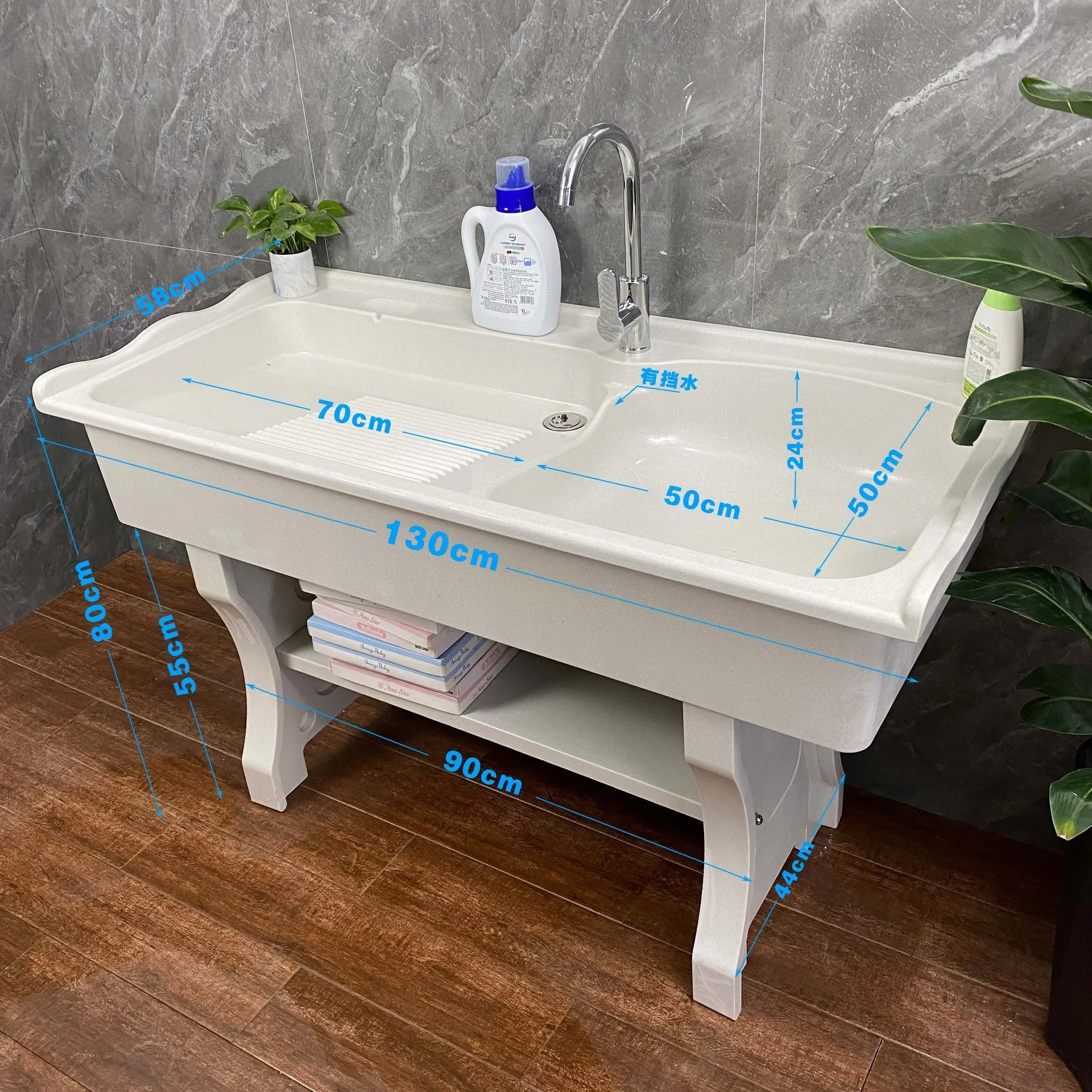 Thickened quartz stone laundry pool with rubbing board balcony bathroom household marble laundry pool laundry stable pool