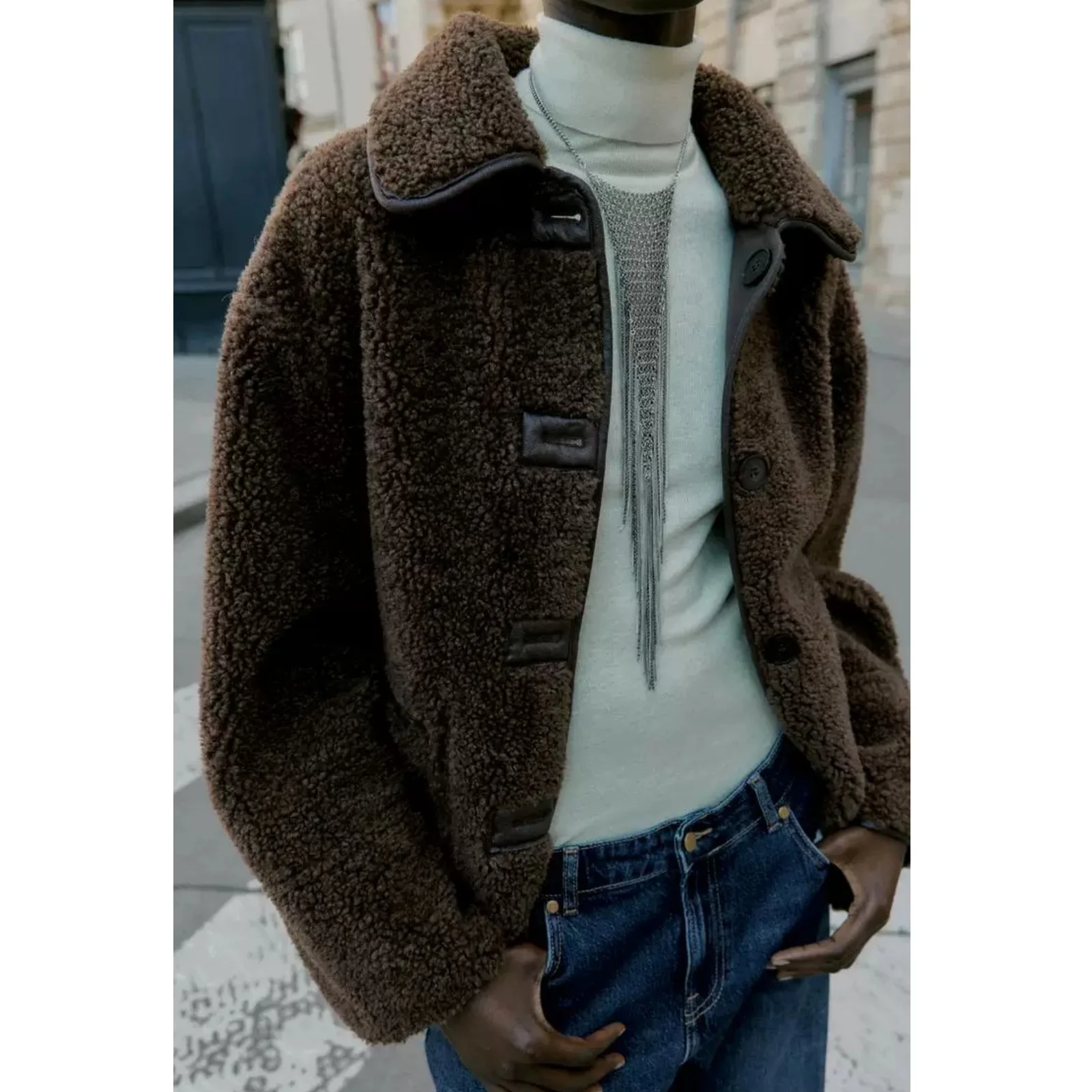 Autumn New Arrival Women's Double-Faced Long Sleeve Turn-down Collar Coat Warm Cotton Polyester Lady's Standard Fit Outerwear