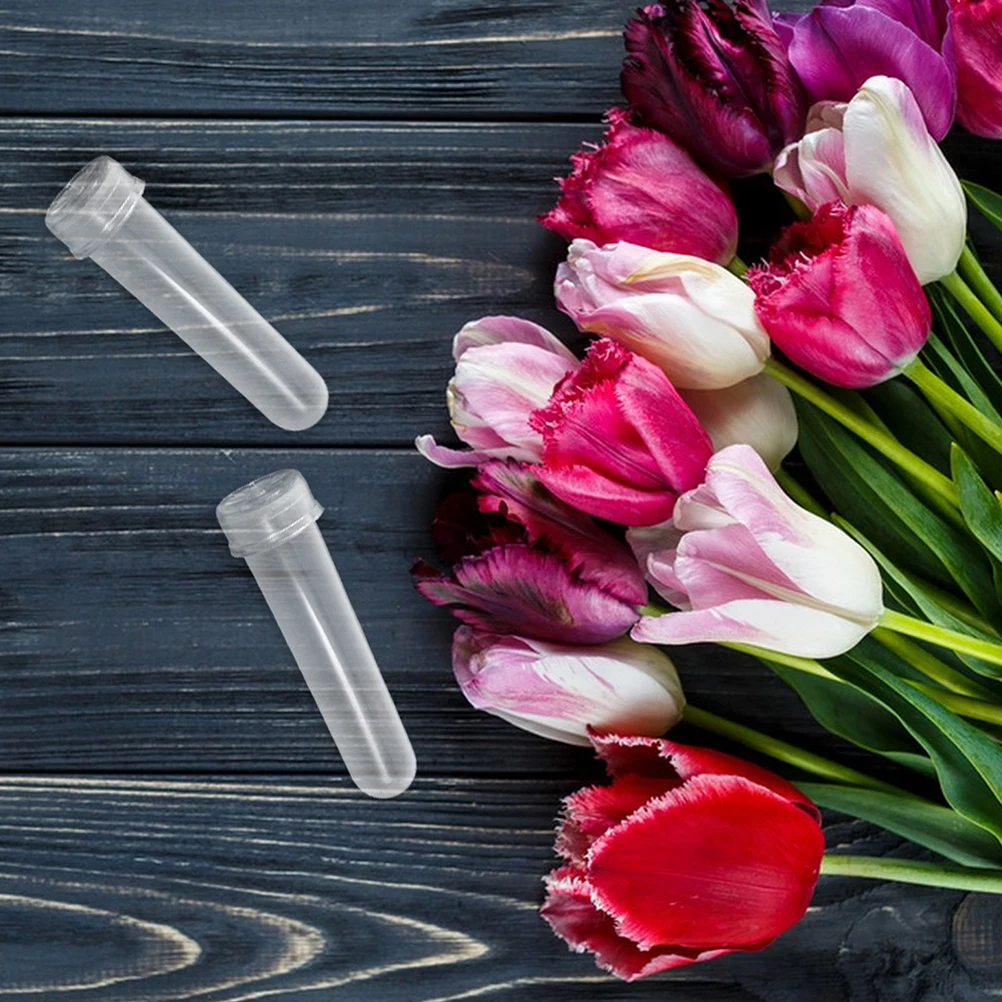 

20Pcs Fresh Flower Water Tubes Clear Plastic Stem Water Pipes with Spill-Proof Caps for Flower Shop Events Home Decor Floral