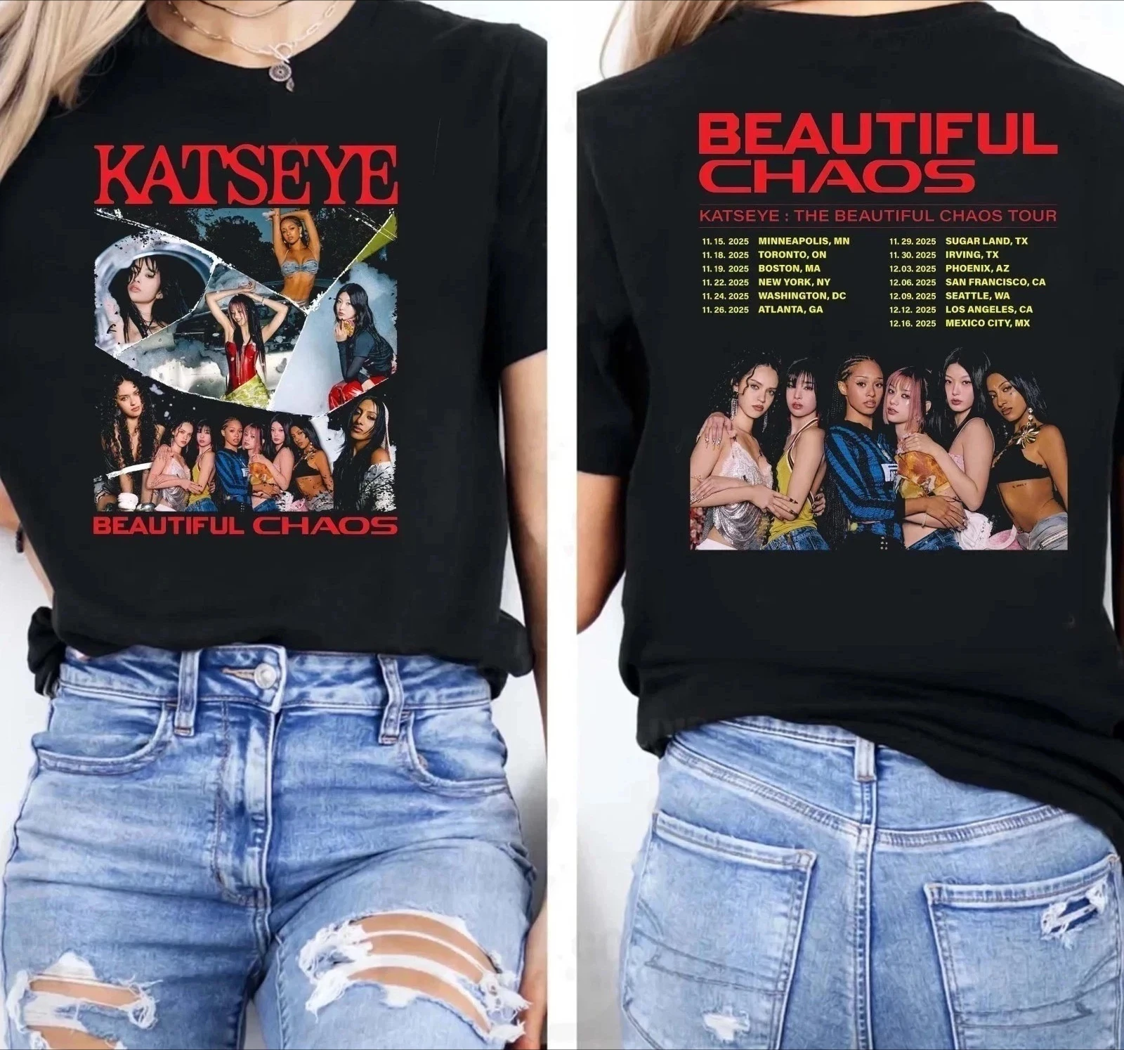 

Retro Katseye Beautiful Chaos T-shirt Kpop Tee Gift for Woman Man Oversized Graphic Short Sleeve Shirt Unisex Men Women Tops