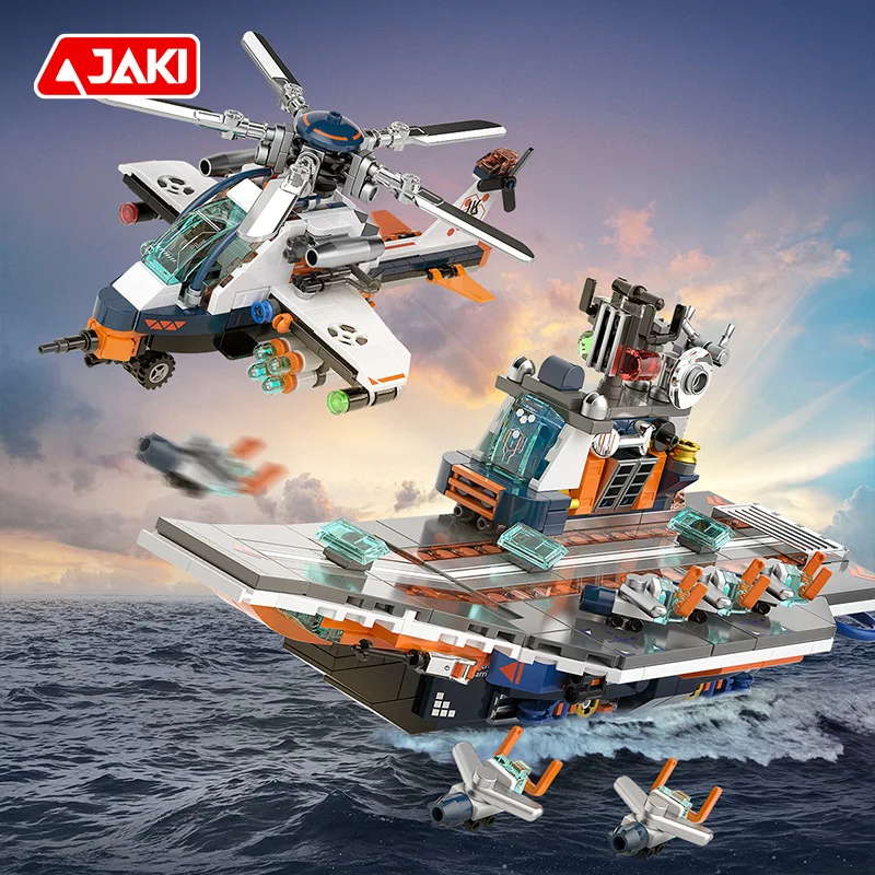 حاملة طائرات قتالية JAKI ، وحدات بناء للأطفال ، طائرات ثقيلة للغاية ، مدفع خفيف ، نموذج دبابات ، شاشة عرض