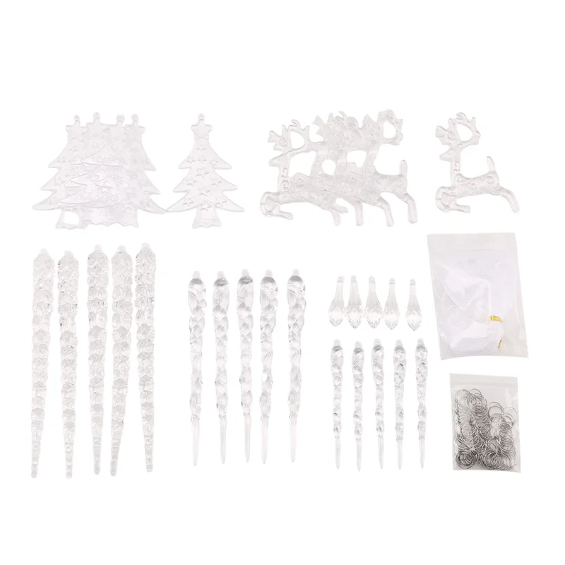 A59E-شجرة عيد الميلاد واضح الاكريليك جليد الحلي كريستال جليد قطرة المعلقات المعلقة لعيد الميلاد السنة الجديدة ديكور