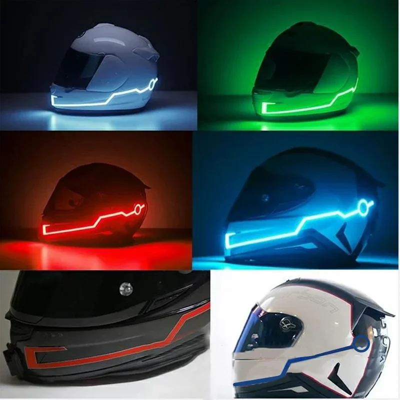 A Pair Motorcycle Helmet Capacete De Moto Light Riding Signal EL Strip Kit Bar DIY Helmet Led Strip Reflector Cold Light Fil