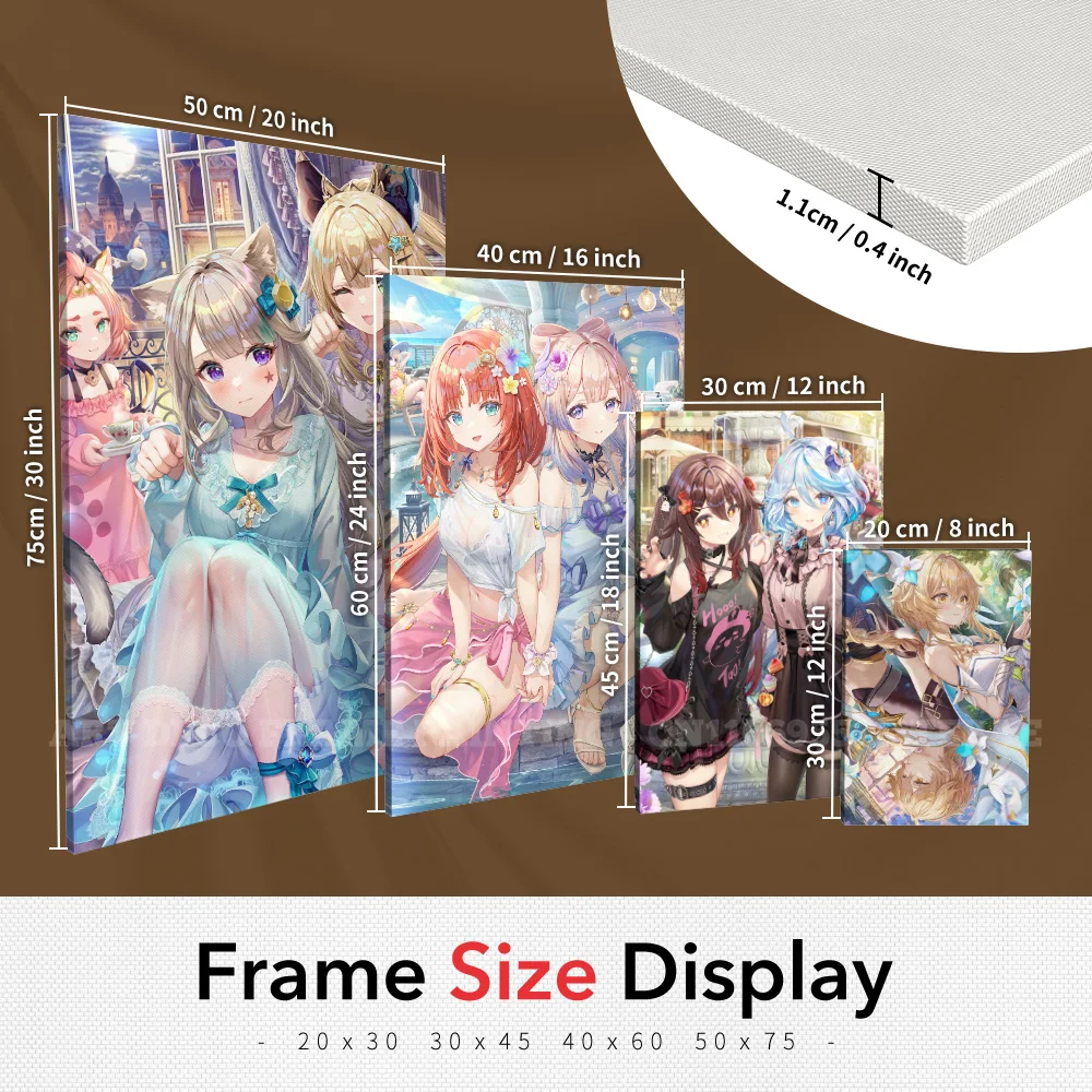 Game Wall Art Canvas Paintings Pictures Prints Anime Role Poster Home Decoration For Living Room With Framework Genshin Impact