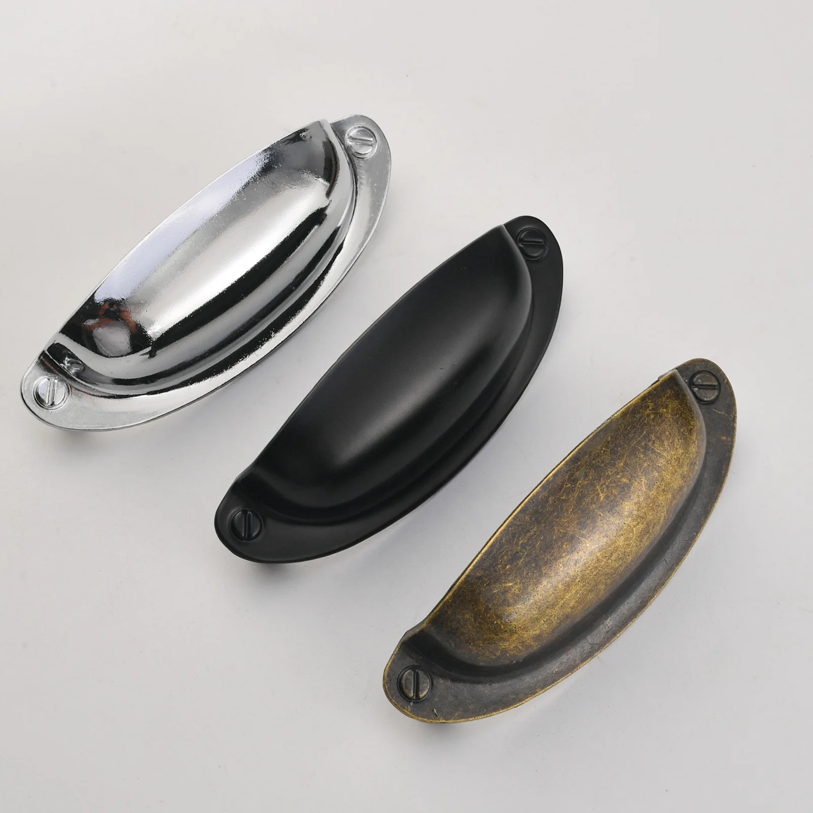 B-417 American drawer European shell black semicircular handle Chinese retro handle hole spacing 89mm