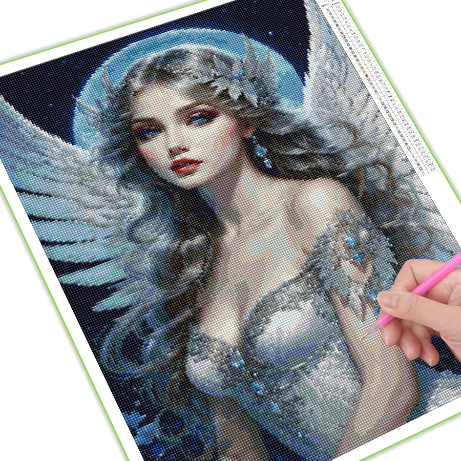 Diy Full Mosaic Art Angel Wings Feathers Diamond Painting New Collection 2024 Woman Rhinestone Embroidery Picture Wall Decor