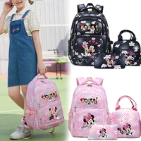 Mochila Escolar Mickey Minnie de 3 Piezas para Niña y Niño con Lonchera y Estuche para Lápices, Linda Mochila para Primaria y Secundaria, Regalo de Navidad