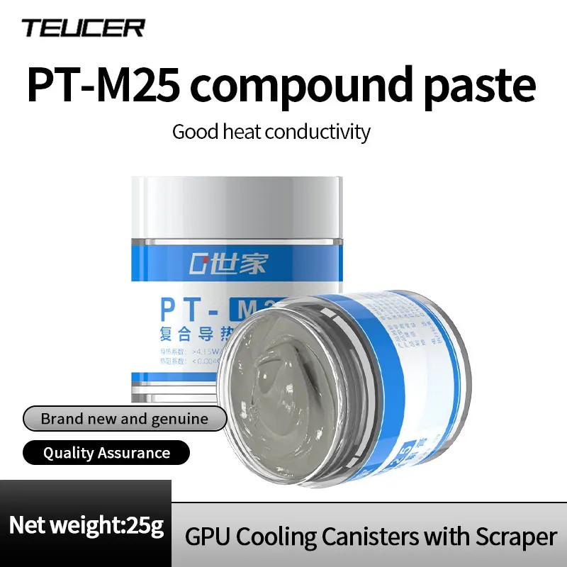 

Teucer PT-25M 25g Compound Paste PC Computer Processor Heat-dissipating Thermal Grease For CPU GPU Cooling Canned with Scraper