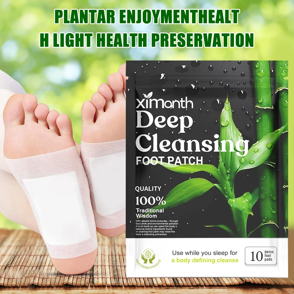 100-10szt Detox Foot Patches Stress Relief Feet Deep Clean Detox Sticker Natural Bamboo Ocet Foot Skin Toxins Detoxification