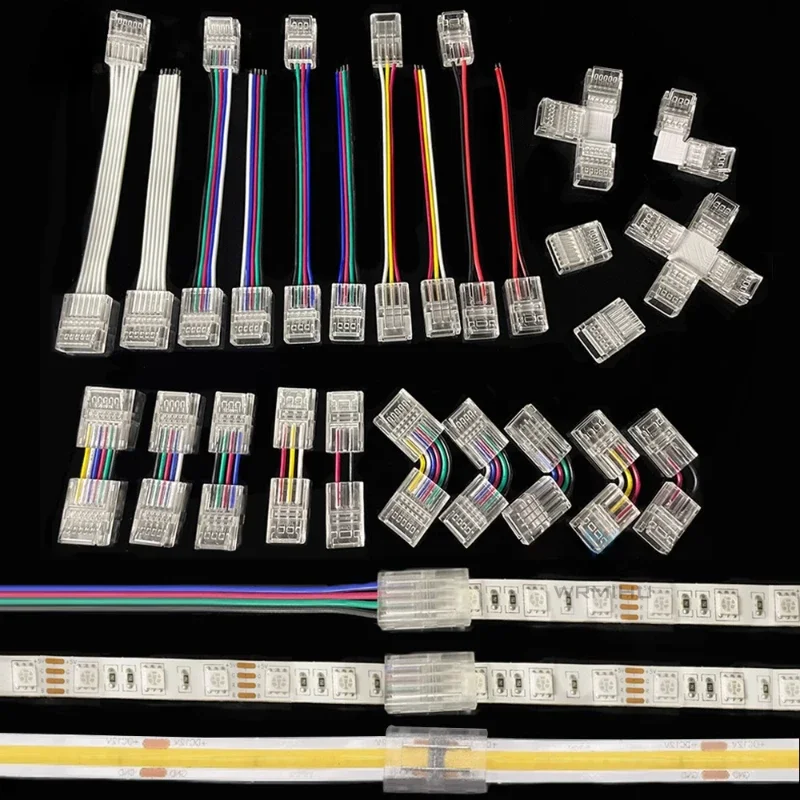 ขั้วต่อสายไฟแบบเร็วสำหรับแถบไฟ LED ขนาด 8 มม. 10 มม. 2 ขา 3 ขา 4 ขา 5 ขา 6 ขา 12 มม. ระดับการป้องกัน IP20 IP65 สำหรับเชื่อมต่อแถบหรือสายไฟ