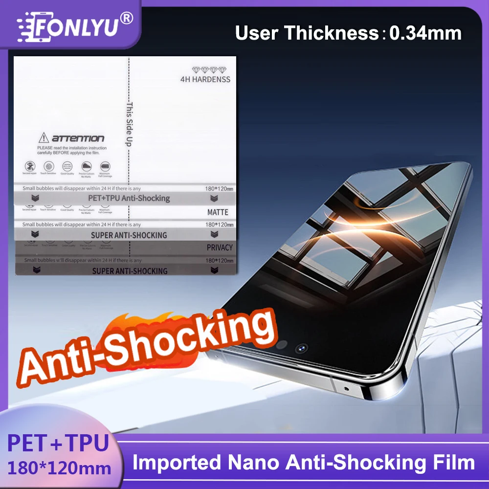

FONLYU Mobile Phone Screen Protector Film, Thick, HD, Matte, Privacy, Anti-Shock, PET, Explosion-Proof, for Cutting Machine