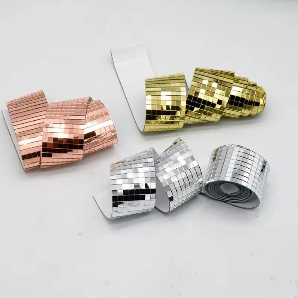 DIY Self-Adhesive Disco Ball Mirror Sticker Glass Handmade Mosaic Tiles Mirror Square Background Wall Mirror Collages Craft