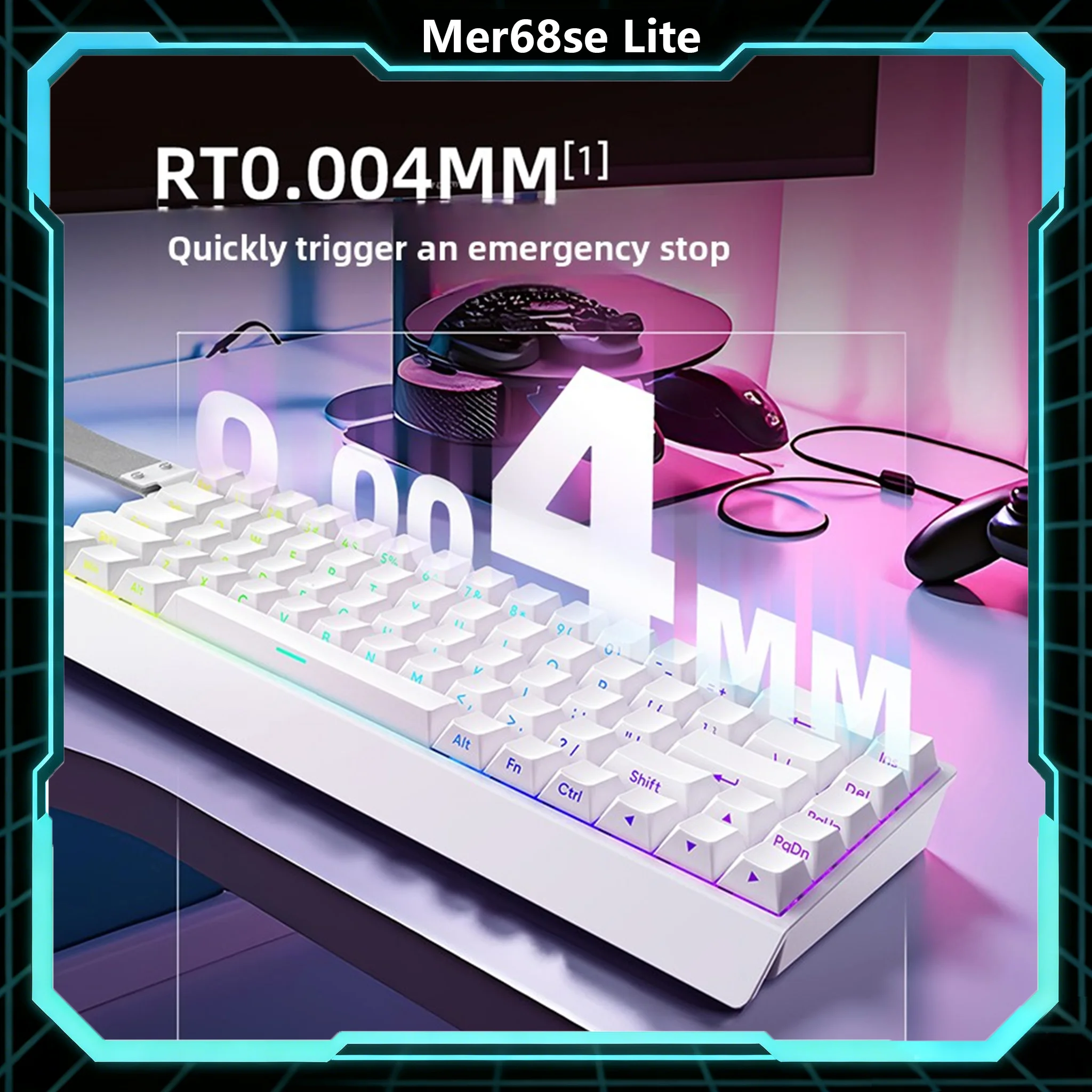 

Игровая клавиатура CAROTMAS Mer68se Lite с магнитными переключателями, без зон смертного молчания, с возможностью горячей замены, RGB-подсветкой, точностью хода клавиш 0,01 мм, SOCD, подарки