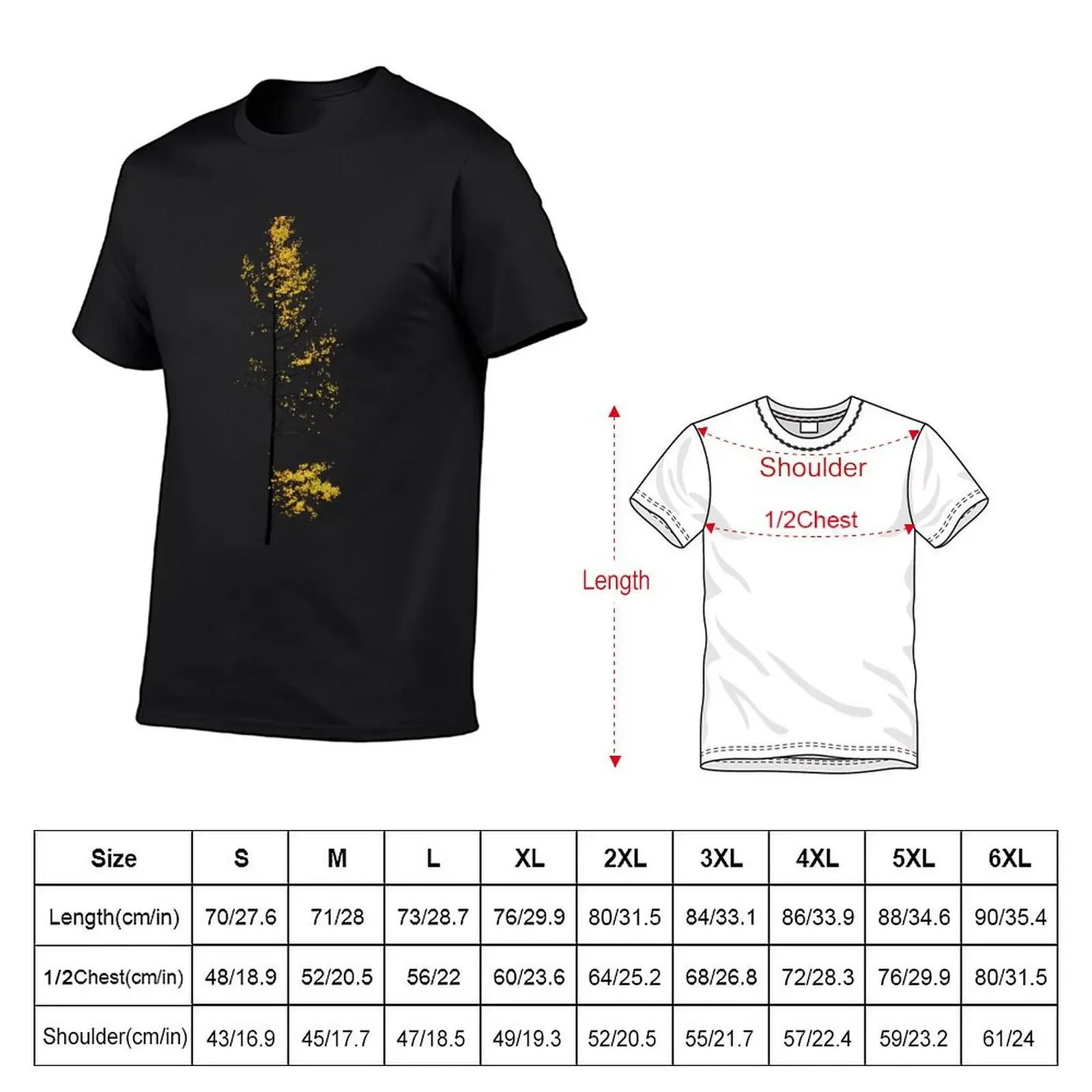 autumn aspen silhouette T-Shirt plus size tops korean fashion vintage t shirts street wear plain black t shirts men