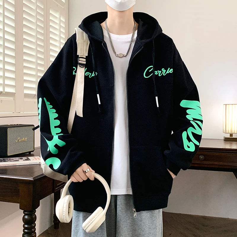 

Cool Spring Autumn Hoodie Jaet for Boys Teens High School Students Faionable Youthful Cotton Polyester Blend Zipper Closure