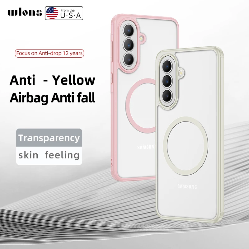 For Samsung Galaxy A57 чехол ELVEV Magnetic Crystal Matte PC Soft TPU Anti-fingerprint Protection Phone Cover