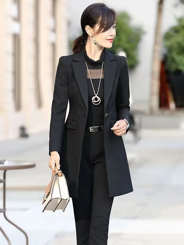 

Женское деловое пальто больших размеров в корейском стиле, повседневное, с длинным рукавом, на одной пуговице, приталенное, средней длины